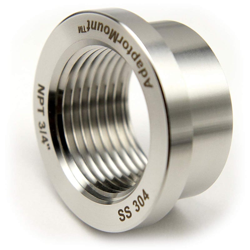 AdaptorMount 3/4" NPT Stainless Steel 304 Female Threaded Stepped Weld Bung Mounting Fitting (OD 1.2") with Top Head (OD 1.5") - Image 3